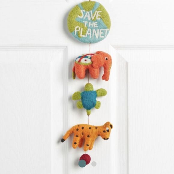 World Market Felted Wool Save The Planet Endangered Animal Mobile - Picture 2 of 8